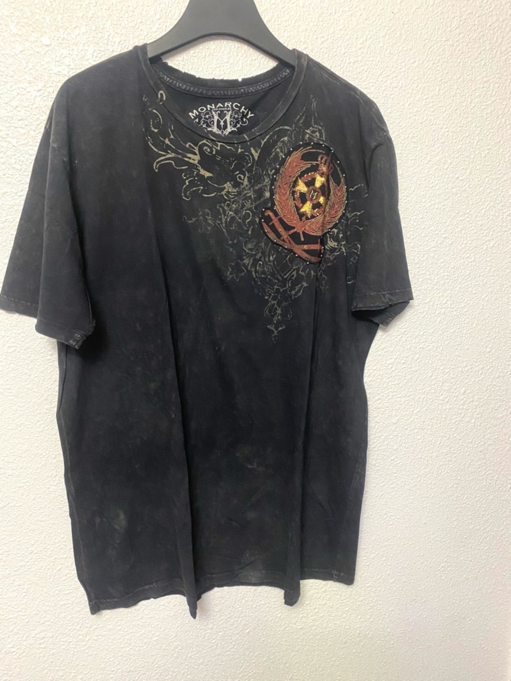 Vintage Monarchy Raw Edged Overstitched  Embellished T-Shirt Sz 2X